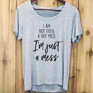 Mary Square Gray “HOT MESS” T-Shirt XL New!